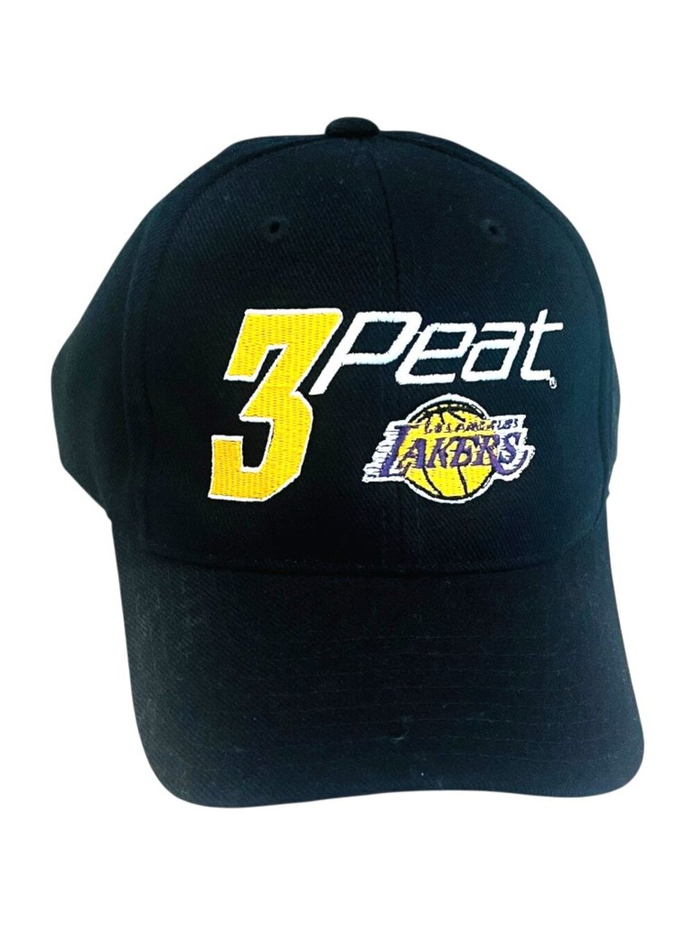 Los Angeles Lakers Hat Cap Men’s Black Strapback 3 Peat Basketball NBA - NEW